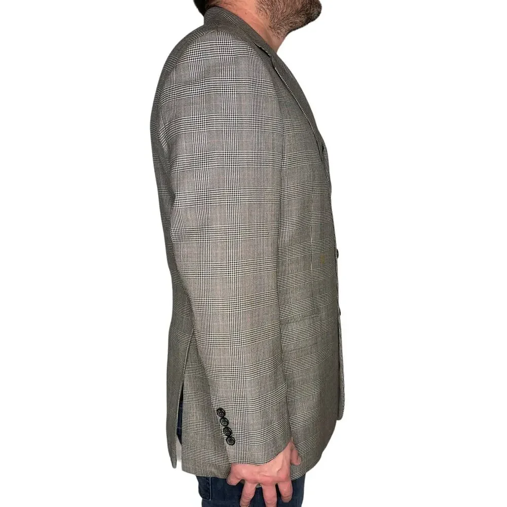 Brooks Brothers 346 Big & Tall 44L 100% WOOL Gray PLAID 3 Button Blazer Jacket